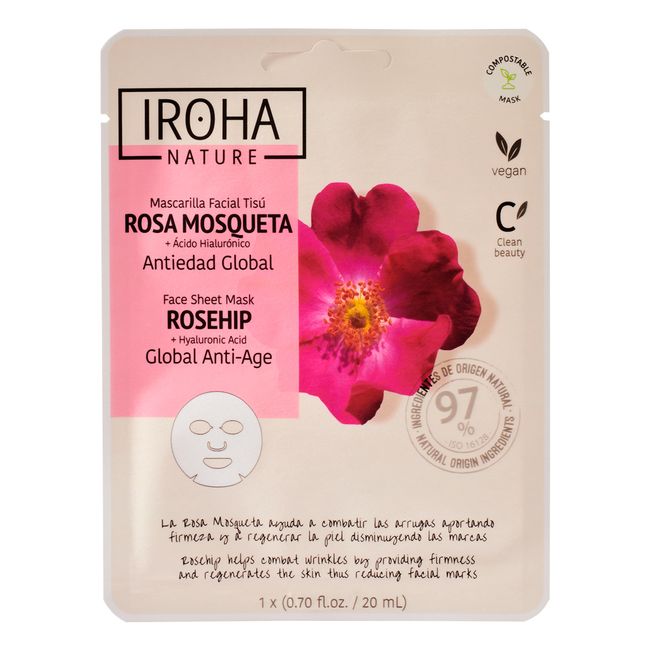 Iroha Mascarilla facial antiedad global con Rosa Mosqueta